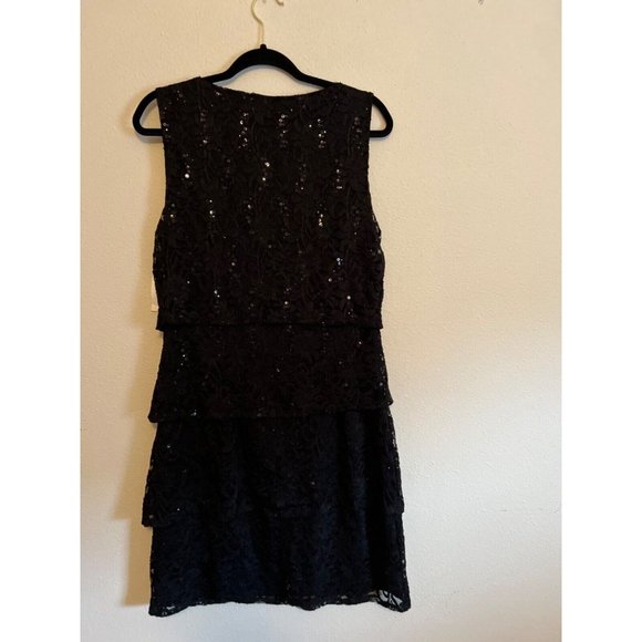 Neiman Marcus Dress 16 Stretch Lace Sequin Tiered Party Wedding Cruise NWT - Picture 5 of 11